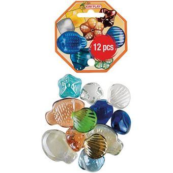 mesbilles - 500 GR Aqua Perle 120 Billes Plates - Galet en Verre 20 mm Cailloux en Verre décoratifs