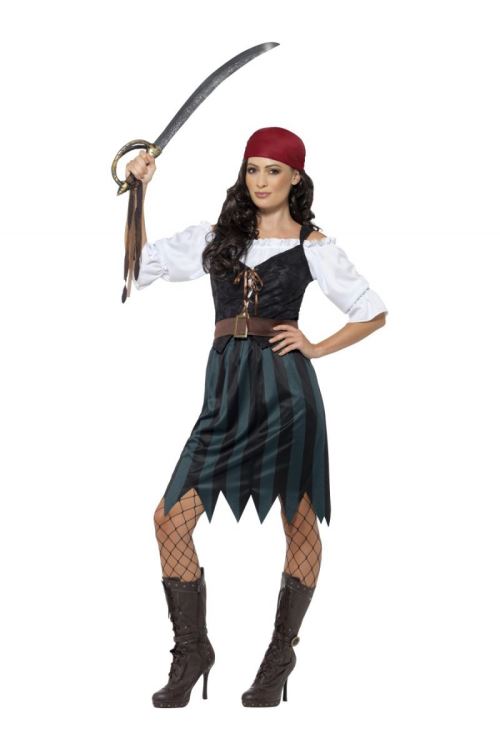 Costume Pirate Femme Deckhand - Bleu - XS
