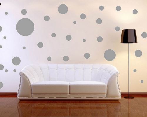 HOMEMANIA Sticker Polka Dots - Cercle - pour les enfants - au mur - Argent en Vinyle, 25 x 0,15 x 29 cm