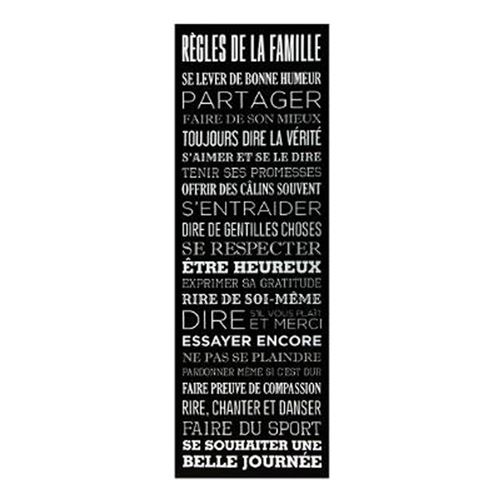 toile imprimée regles de la famille - 30 x 90 - noir