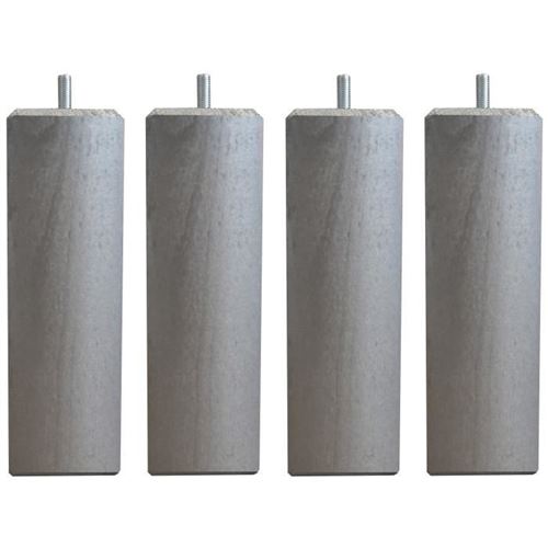 Jeu De Pieds Carres L 7 X L 7 X H 19 Cm Gris Metal - Lot De 4