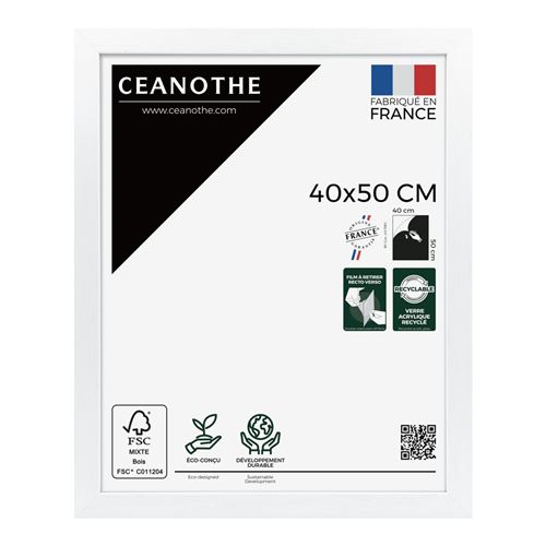 Cadre photo blanc 40x50 cm bois reconstitu&eacute; fsc