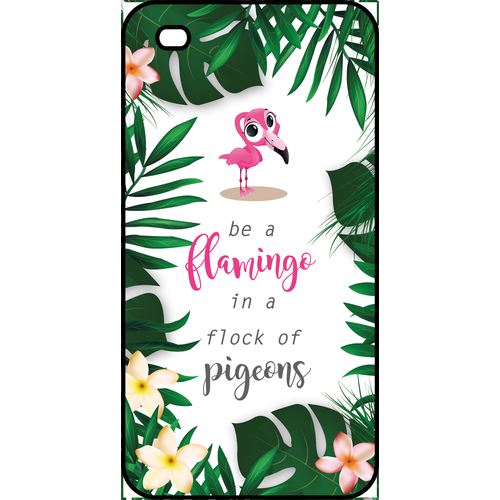 Coque Apple Iphone 4 Etre Un Flamant Rose Dans Un Troupeau De Pigeons Fond Blanc 2