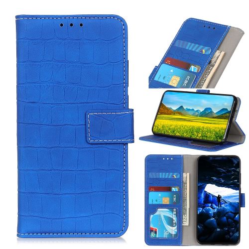 Etui en PU crocodile bleu avec support pour votre Apple iPhone 5.8 pouces (2019)