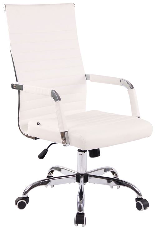 Chaise de bureau Amadora avec hauteur r&eacute;glable et Pied en m&eacute;tal blanc Similicuir