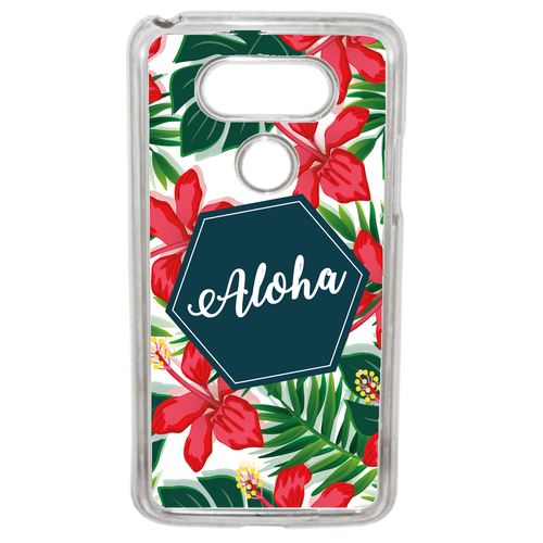 Coque Aloha Tropical Fond Blanc 2 Compatible G5 Transparent