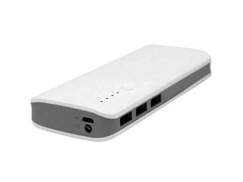 Batterie externe avec torche LED 12000mAh 3x USB Blanc