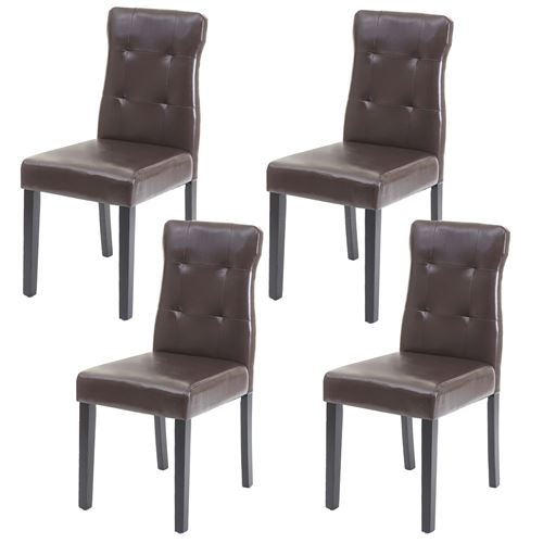4x chaise de salle à manger MENDLER HWC-E58, fauteuil similicuir marron, pieds foncés