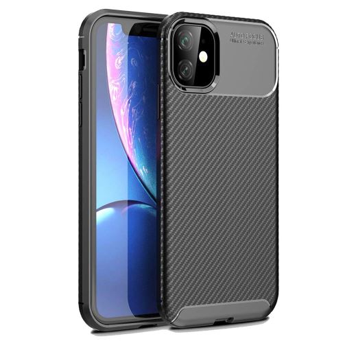 Coque iPhone 11 Silicone, Fibre de Carbone, Coque de Protection avec Absorption de Choc [Silicone en Gel Flex] - Noir