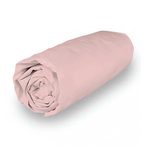 Drap housse en coton percale 160x200 cm CAMILLE rose, par Songe de Camille
