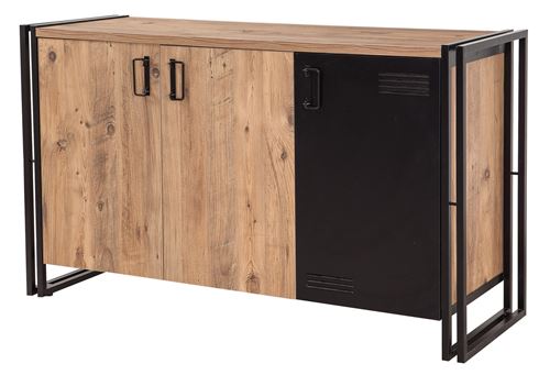 BOBOCHIC Buffet bas 140 cm TENGA Pin Atlantique et Noir