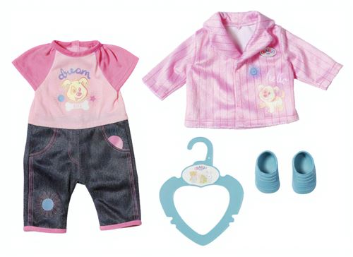 Baby born vêtement de poupée petit kinderoutfit 36 cm rose / turquoise