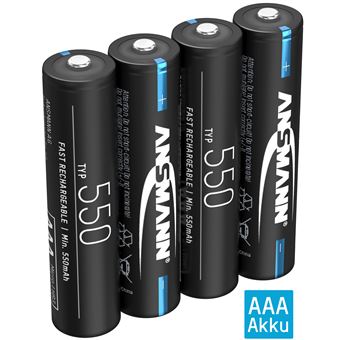 Pile ANSMANN AAA micro 550mAh NiMH 1,2V - batteries rechargeables (lot de 4) - 1