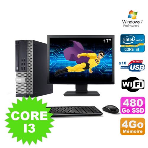 Pc dell optiplex 990 sff i3-2120 3.3ghz 4go 480go ssd dvd wifi w7 ecran 17' État correct - Dell reconditionné disponible sur Fnac