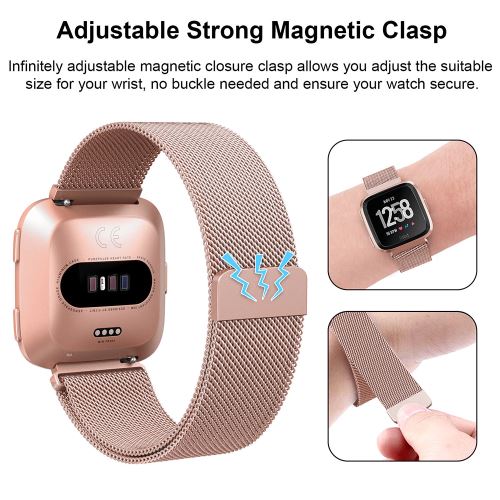 Bracelet Métallique Pour Fitbit Charge 5/Charge 6 – Maille Acier Inoxydable, Fermoir Magnétique, Réglable Sans Outil – Pour Hommes Et Femmes