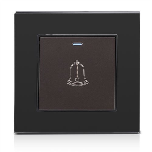 Sonnette Murale de Porte Panneau de Verre Trempé - Noir