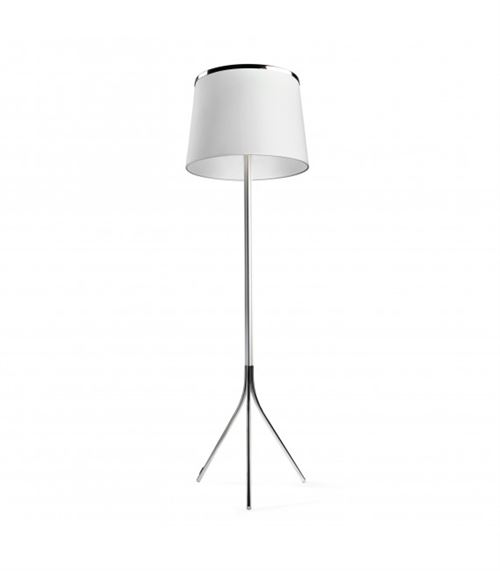 Lampadaire Leila, Acier Textile et PPMA, blanc