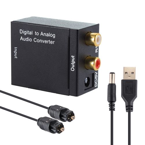 Adaptateur audio numérique optique coaxial vers RCA analogique G/D