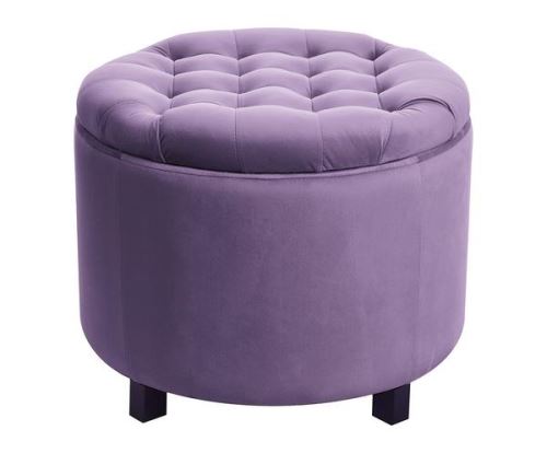 Pouf Rond En Velours Avec Une Boite De Rangement Violet Achat