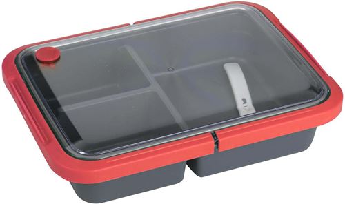 Take Away - Lunch box 3 compartiments fermeture sécurisée 1 litre Rouge
