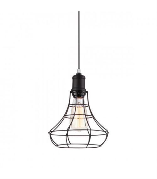 Suspension industrielle et rétro Synthia Noir hauteur 30 Cm
