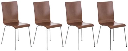 Lot de 4 chaises visiteur Pepe en bois , Marron