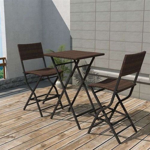 vidaXL Ensemble de bistro pliable 3 pcs Acier Résine tressée vidaXL Ensemble de bistro pliable 3 pcs Acier Résine tressée