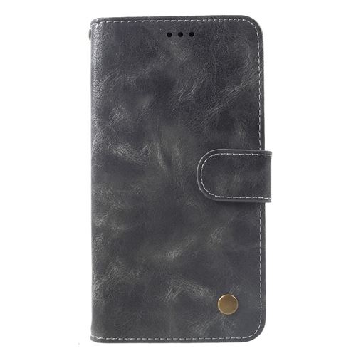 Etui en PU vintage premium gris pour votre Samsung Galaxy A7 (2018)