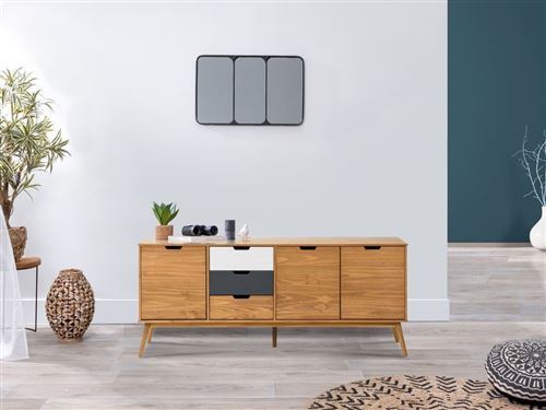 BOBOCHIC Buffet ALMA bois clair/ gris/blanc