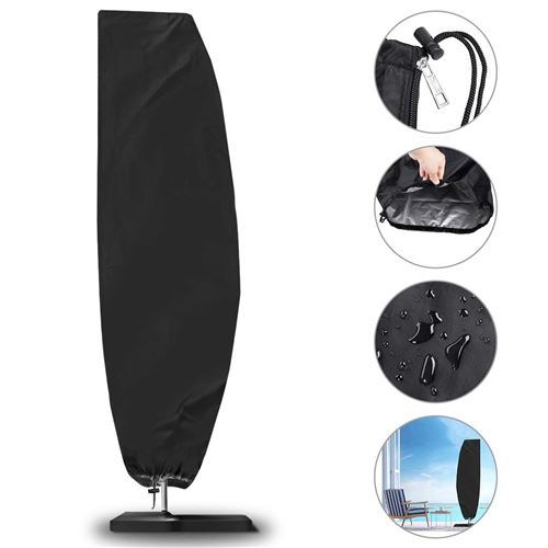 Housse de Parasol Déporté 3m Imperméable Anti-UV - Noir