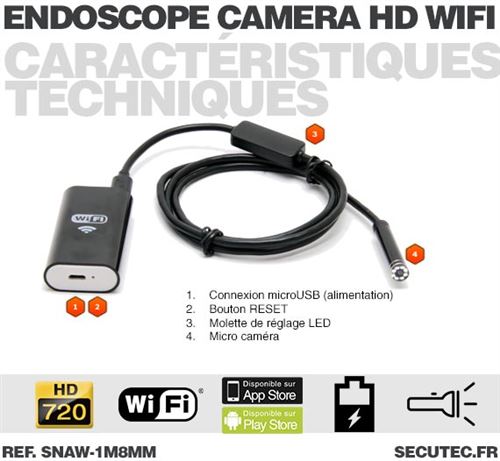 Caméra endoscopique Kalea-Informatique Caméra d'inspection endoscope  pour Mac PC et Smartphone