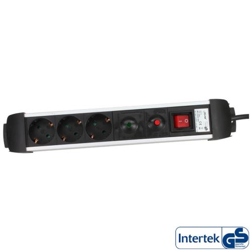 Power Strip InLine® 3 ports avec protection 3x Type F allemand avec interrupteur argenté 1.5m