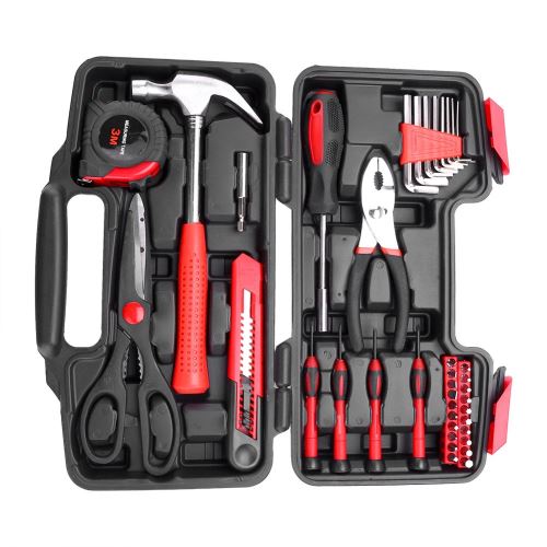Coffret à Outils 38 Pièces DIY Outil à Main de Ménage avec la Boîte compris le Ciseaux, le Marteau