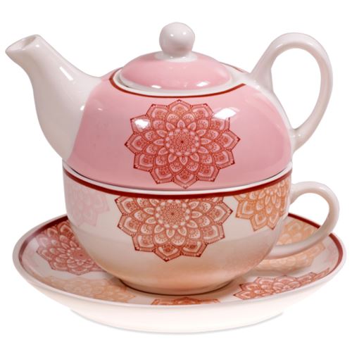 Théière Rose solo en porcelaine Mandala
