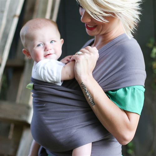 Echarpe de portage boba wrap organic gris anthracite coton bio