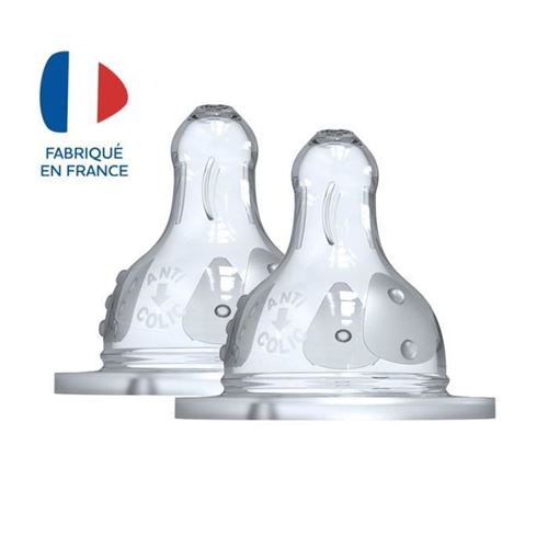 DODIE Tétine Initiation+ Supernova ronde 3 vitesses - col large - 0-6 mois - silicone débit 2 - lot de 2