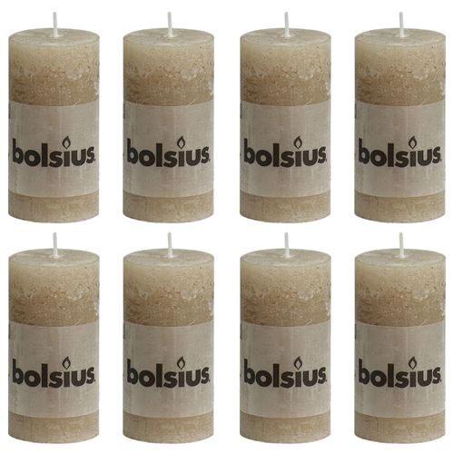 Bolsius Bougies pilier rustiques 8 pcs 100x50 mm Beige pastel