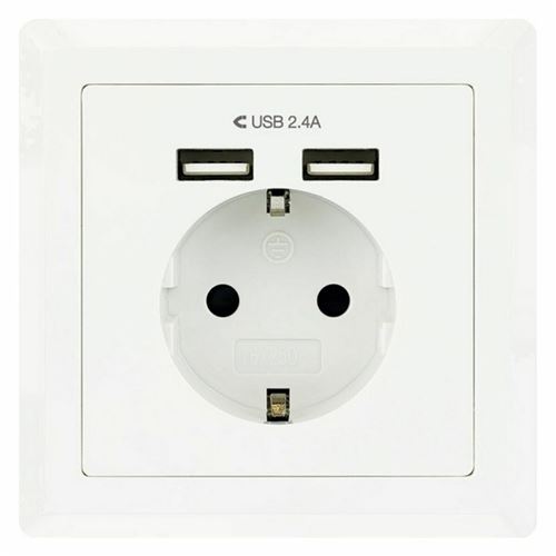 Prise Murale avec 2 Ports USB NANOCABLE 10.35.0010 5V/2.4A Blanc