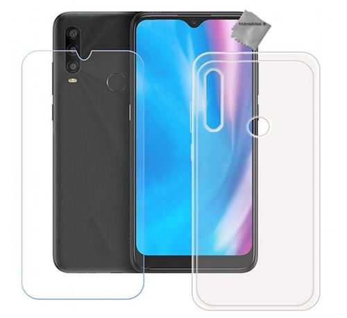 Coque silicone gel fine pour Altice S43 avec film ecran - BLANC TRANSPARENT - htdmobiles