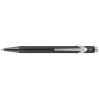 Stylo Bille Caran D'Ache 849 Métal - Corps Hexagonal Aluminium - Encre Noire Moyenne + Recharge Turquoise