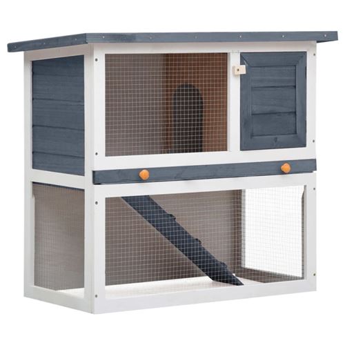 Vidaxl - Clapier d'ext&eacute;rieur 1 porte Gris Bois Gris