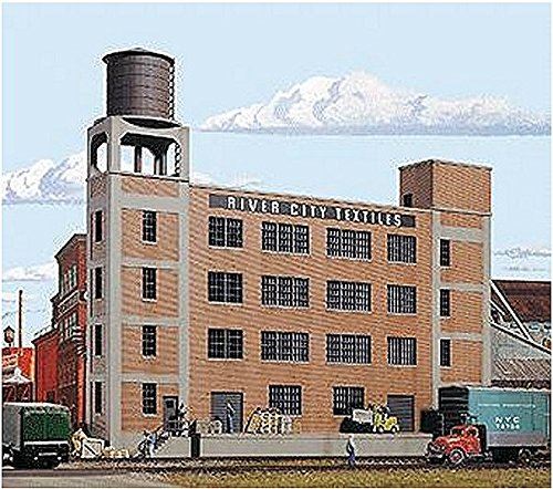 Walthers Cornerstone Series174 HO Scale Background Building - Kit River City Textiles - 12-78 x 2-38 x 11-18 32.1 x 5.9 x 27.8cm