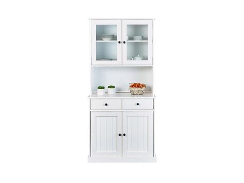 Bahut Vaisselier Westerland - 90 x 191 x 45 cm - Bois - Blanc