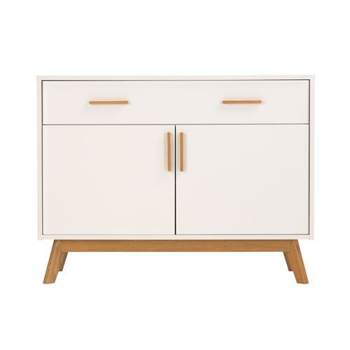 Paris Prix - Buffet 2 Portes & 1 Tiroir kensal 100cm Chêne & Blanc