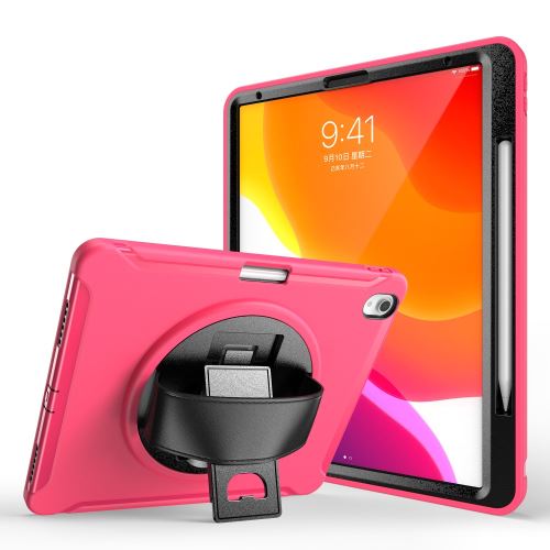 Coque en TPU avec béquille pivotante à 360°, porte-stylo et dragonne rose pour votre Apple iPad Pro 12.9 pouces (2018)