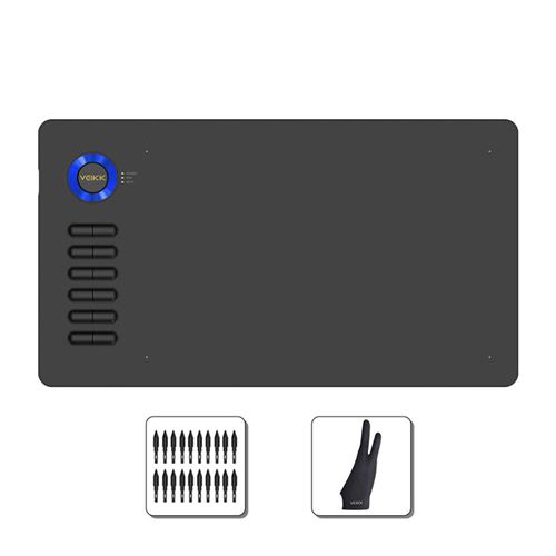 3 Pièces Tablette Graphique VEIKK-A15 Avec Stylet ,10*6 Pouces ,Compatible PC Window et Mac OS -Bleu