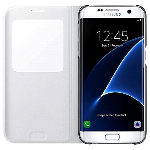 Samsung S View EF-CG935 - Flip cover voor mobiele telefoon - polyurethaan - wit - voor Galaxy S7 edge
