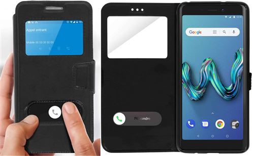 Coque etui décrochage appel wiko tommy 3 ipomcase noir