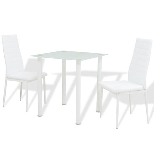 vidaXL Eetkamerset tafel en stoelen 3-delig wit