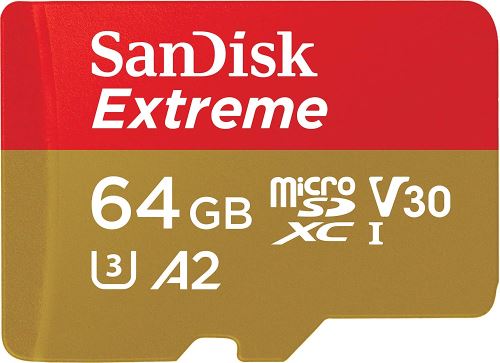 SanDisk Extreme 64 Go Carte Mémoire microSDXC Adaptateur SD avec Performances Applicatives A2 jusqu'à 160 Mo/s Classe 10 U3 V30